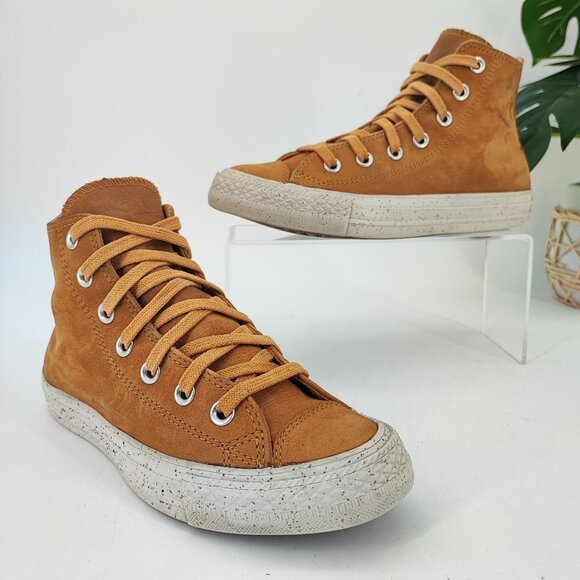 Converse Women’s Chuck Taylor All Star Brown Leather Boots Size 6.5 - Picture 1 of 8